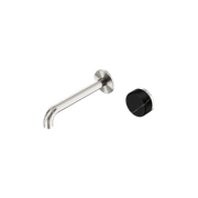 Serenity Wall Basin Mixer 160mm Spout Marquina Black Handle Brushed Nickel gallery detail image