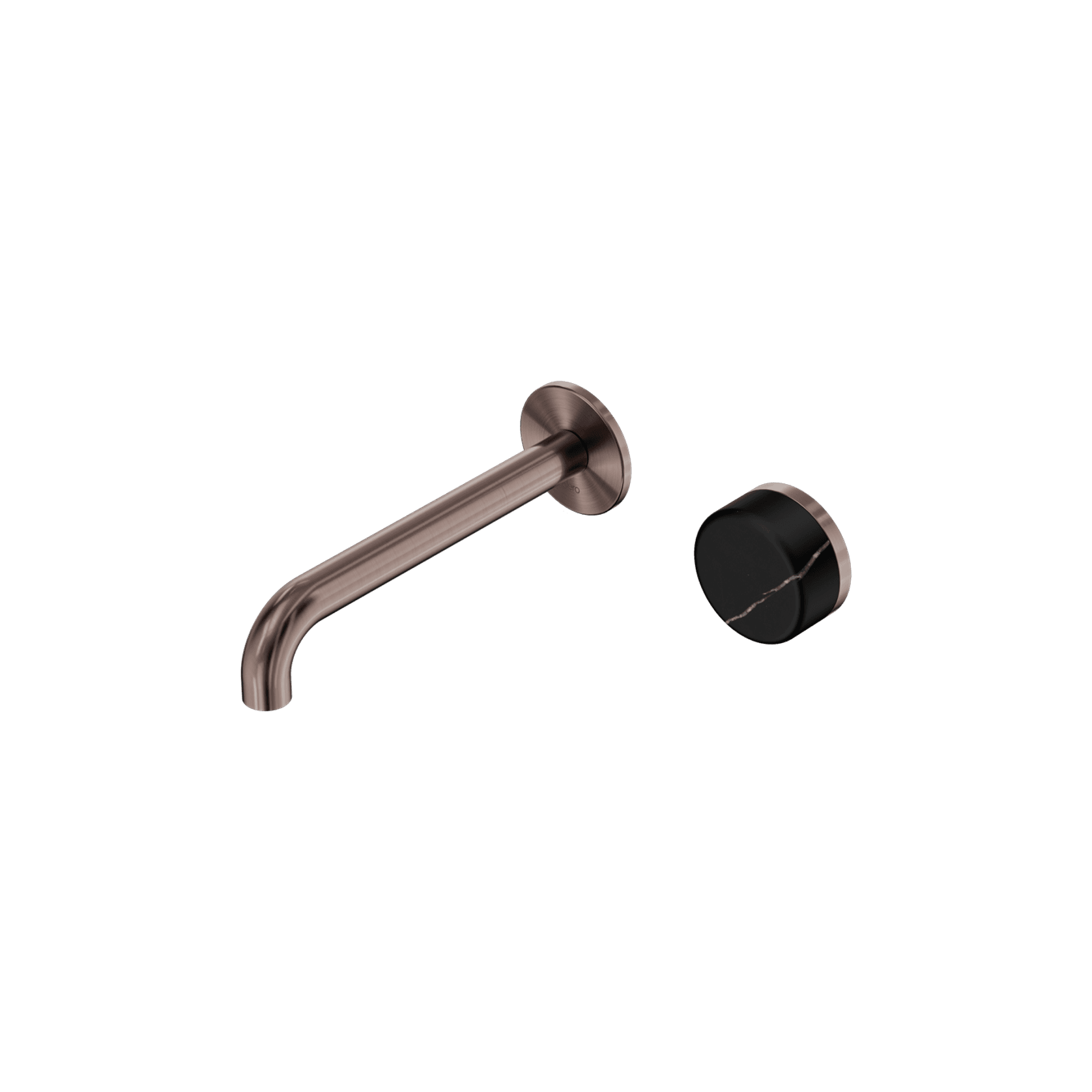 Serenity Wall Basin Mixer 160mm Spout Marquina Black Handle Brushed Bronze gallery detail image