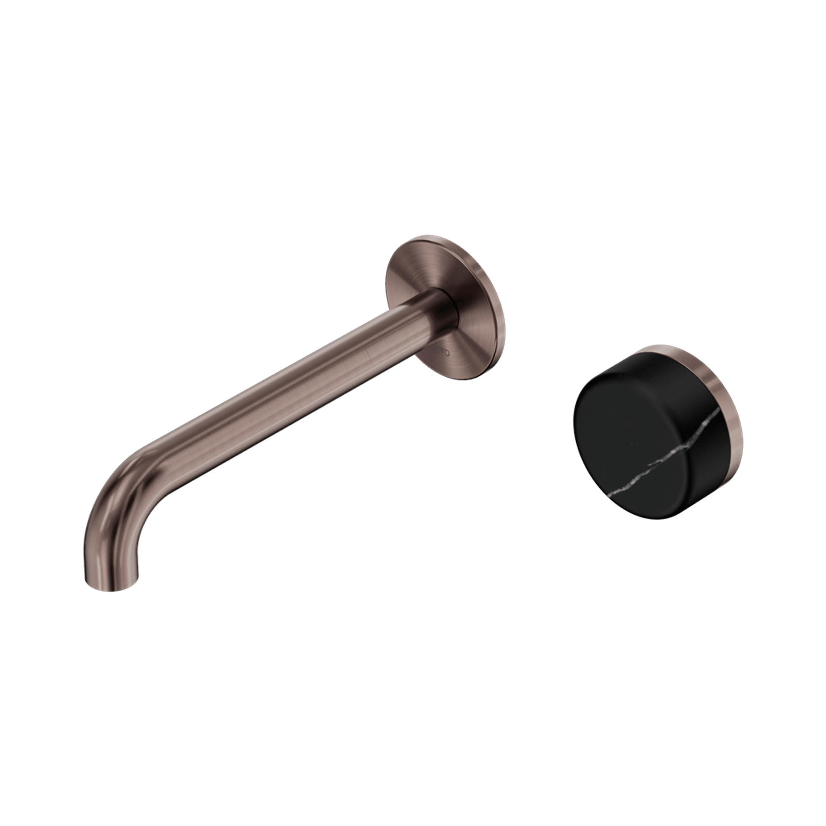 Serenity Wall Basin Mixer 160mm Spout Marquina Black Handle Brushed Bronze gallery detail image