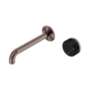 Serenity Wall Basin Mixer 160mm Spout Marquina Black Handle Brushed Bronze gallery detail image