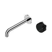 Serenity Wall Basin Mixer 220mm Spout Marquina Black Handle Chrome gallery detail image