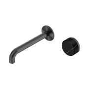 Serenity Wall Basin Mixer 220mm Spout Marquina Black Handle Gun Metal gallery detail image