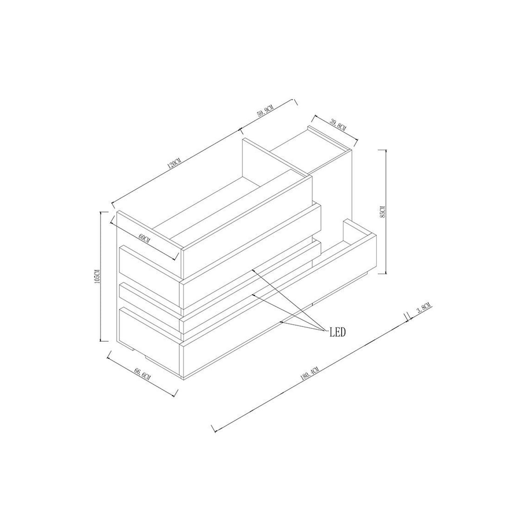 KERAN Reception Desk 1.8M Right Panel - Acacia & Carbon Grey Colour gallery detail image