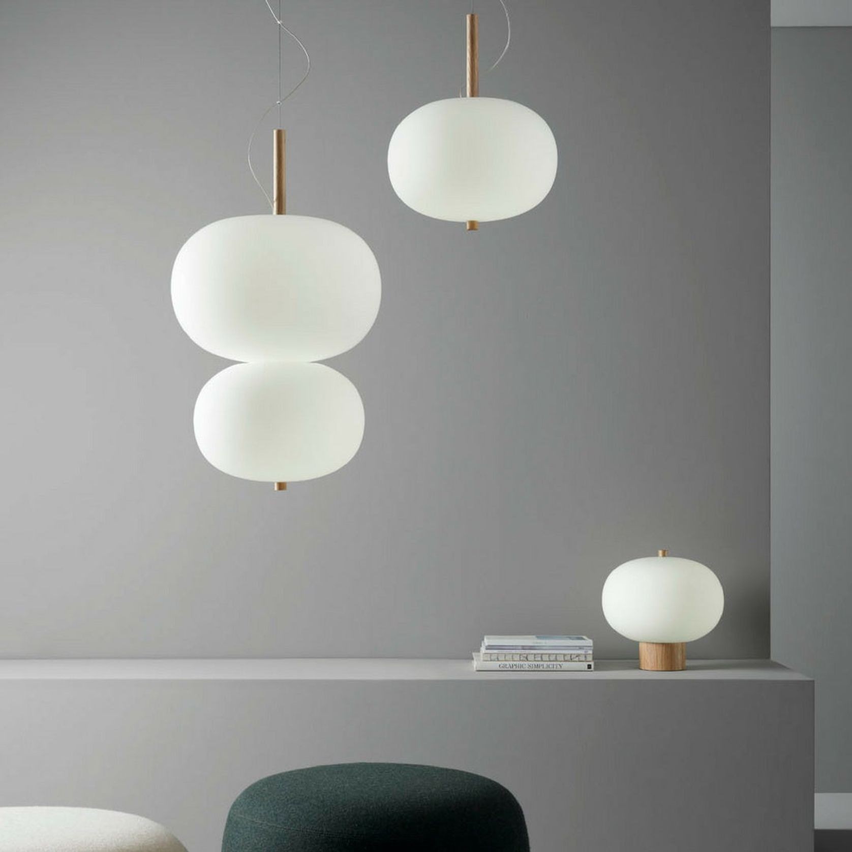 Luna Glass Table Lamp - Large in Timber gallery detail image