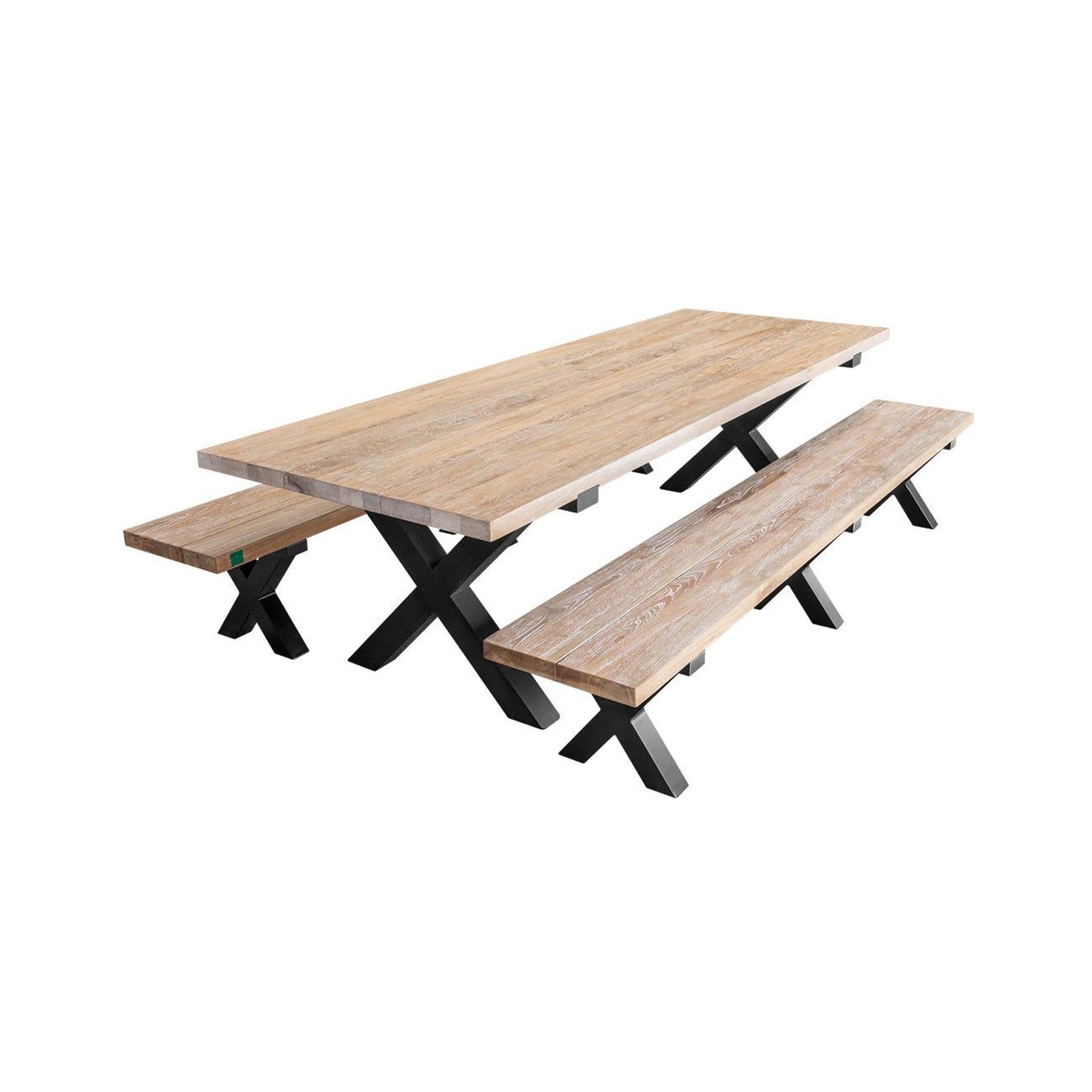Fortico Teak X-leg Bench Seat 280cm gallery detail image