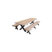 Fortico Teak X-leg Bench Seat 280cm gallery detail image