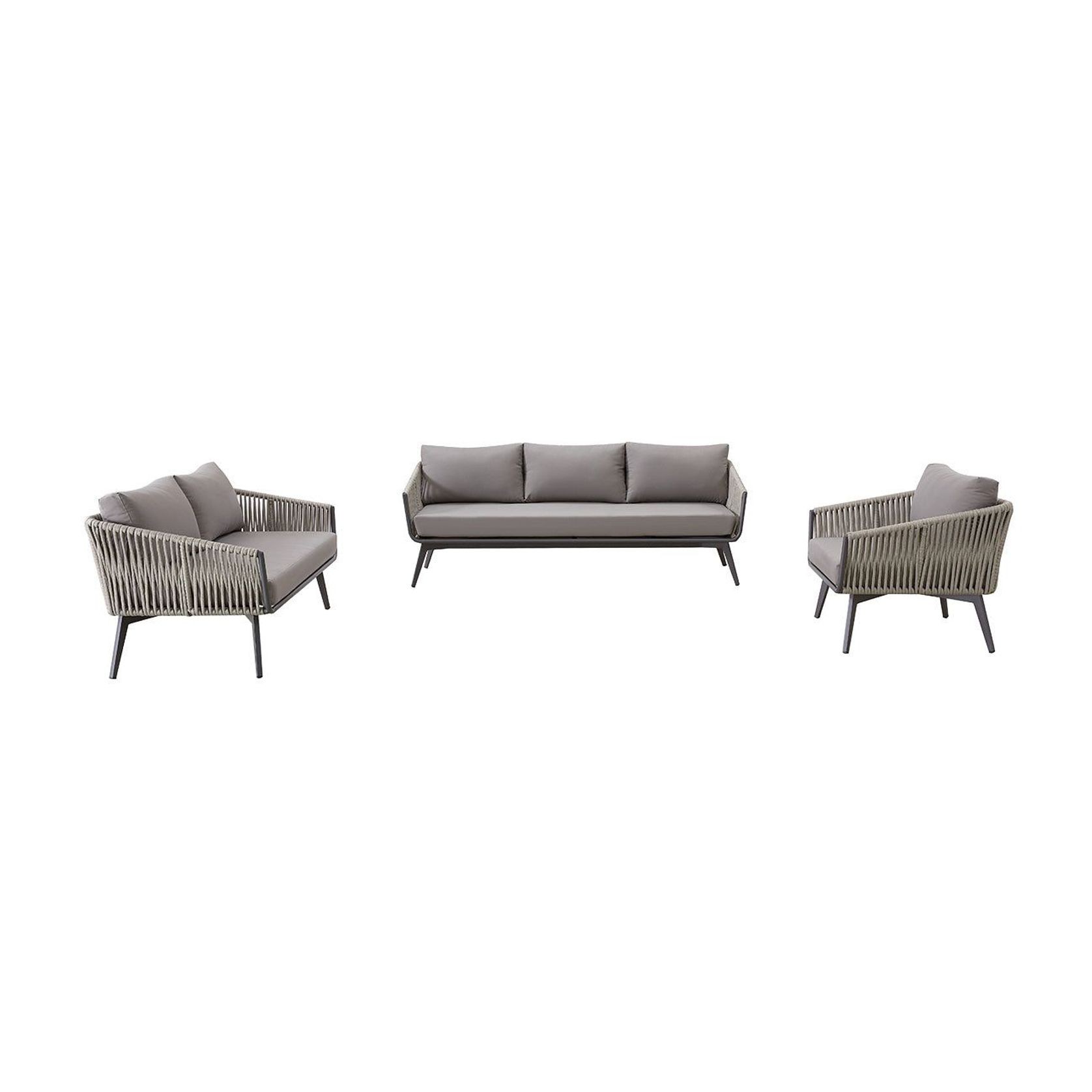 Kereru Aluminium and Rope Outdoor 3 Seater Sofa gallery detail image