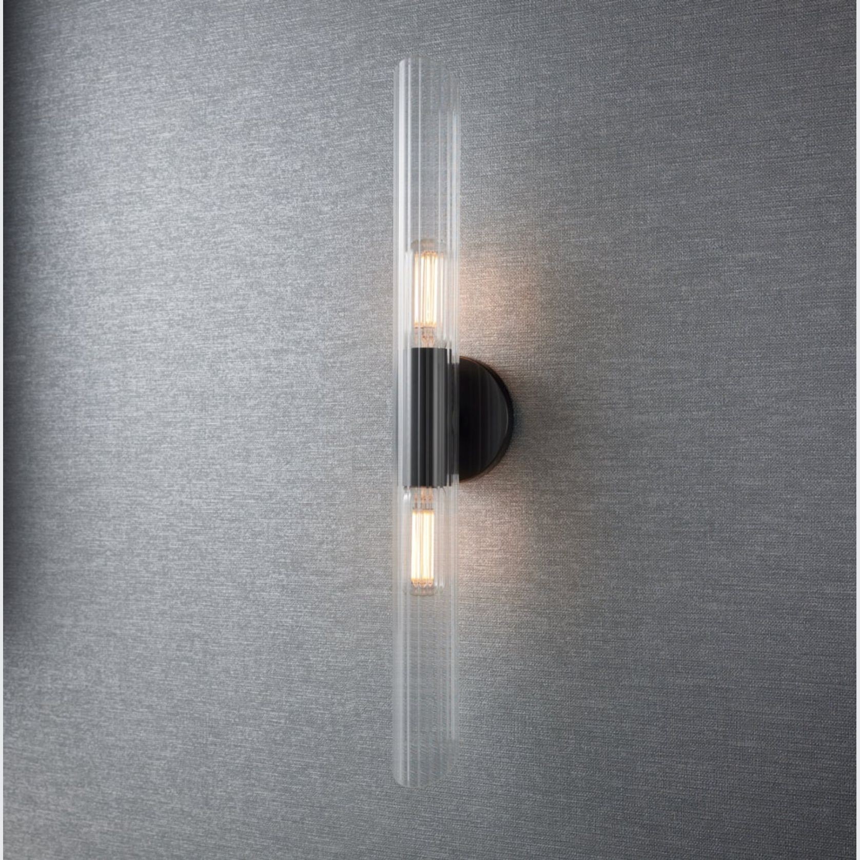 Bay 2 Light Glass Wall Light - Large in Old Bronze gallery detail image