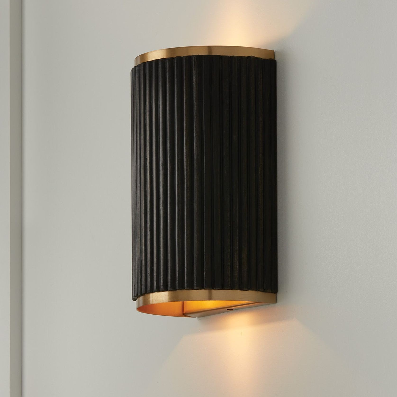 Cody 2 Light Wall Sconce In Black Stain & Matte Brass gallery detail image