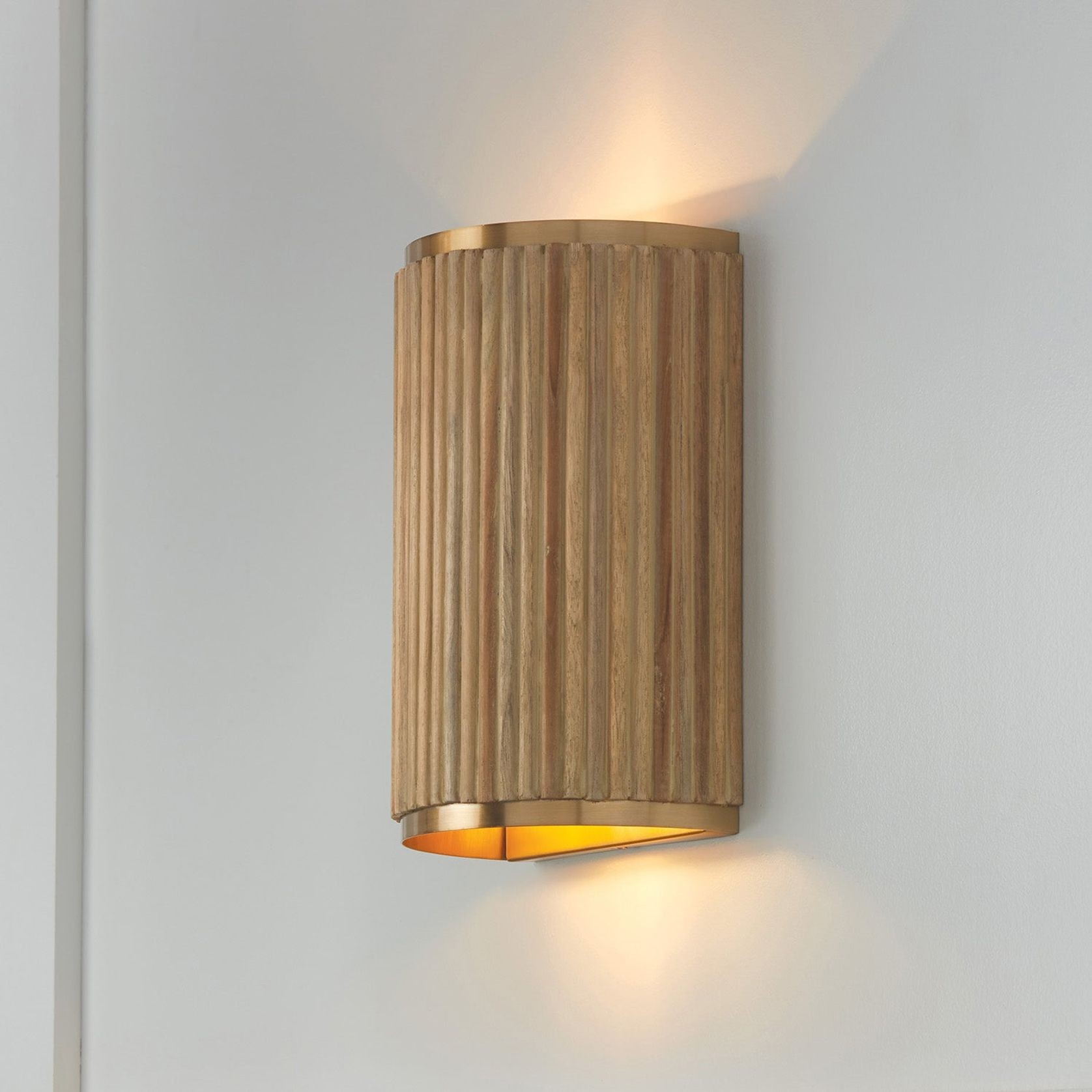 Cody 2 Light Wall Sconce In White Wash & Matte Brass gallery detail image