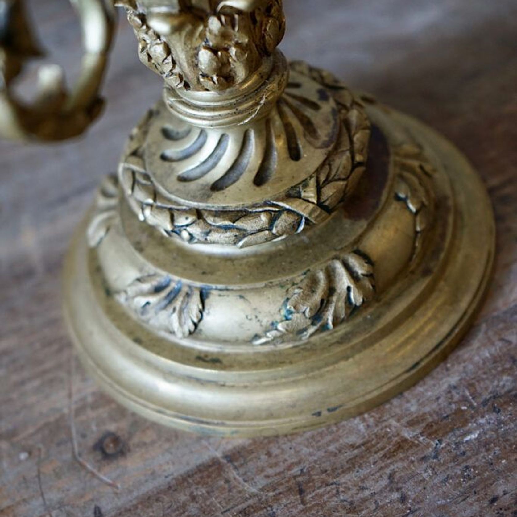 French Louis XVI Brass Candlesticks (Pair) gallery detail image