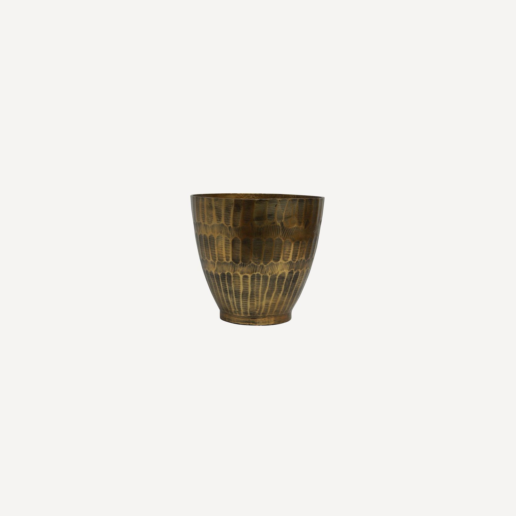Hammered Stripe Brass Pot Small gallery detail image