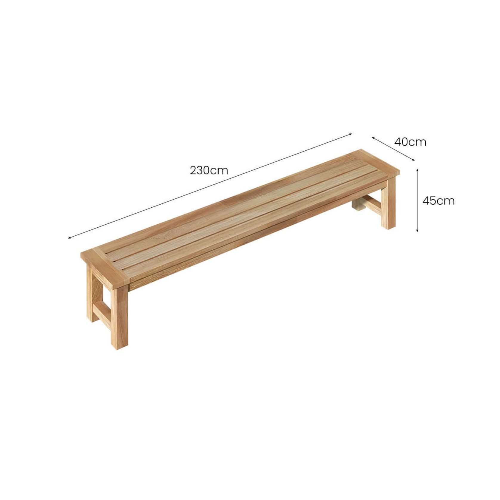Harmony Outdoor Teak Bench 230x 40x 45cm gallery detail image