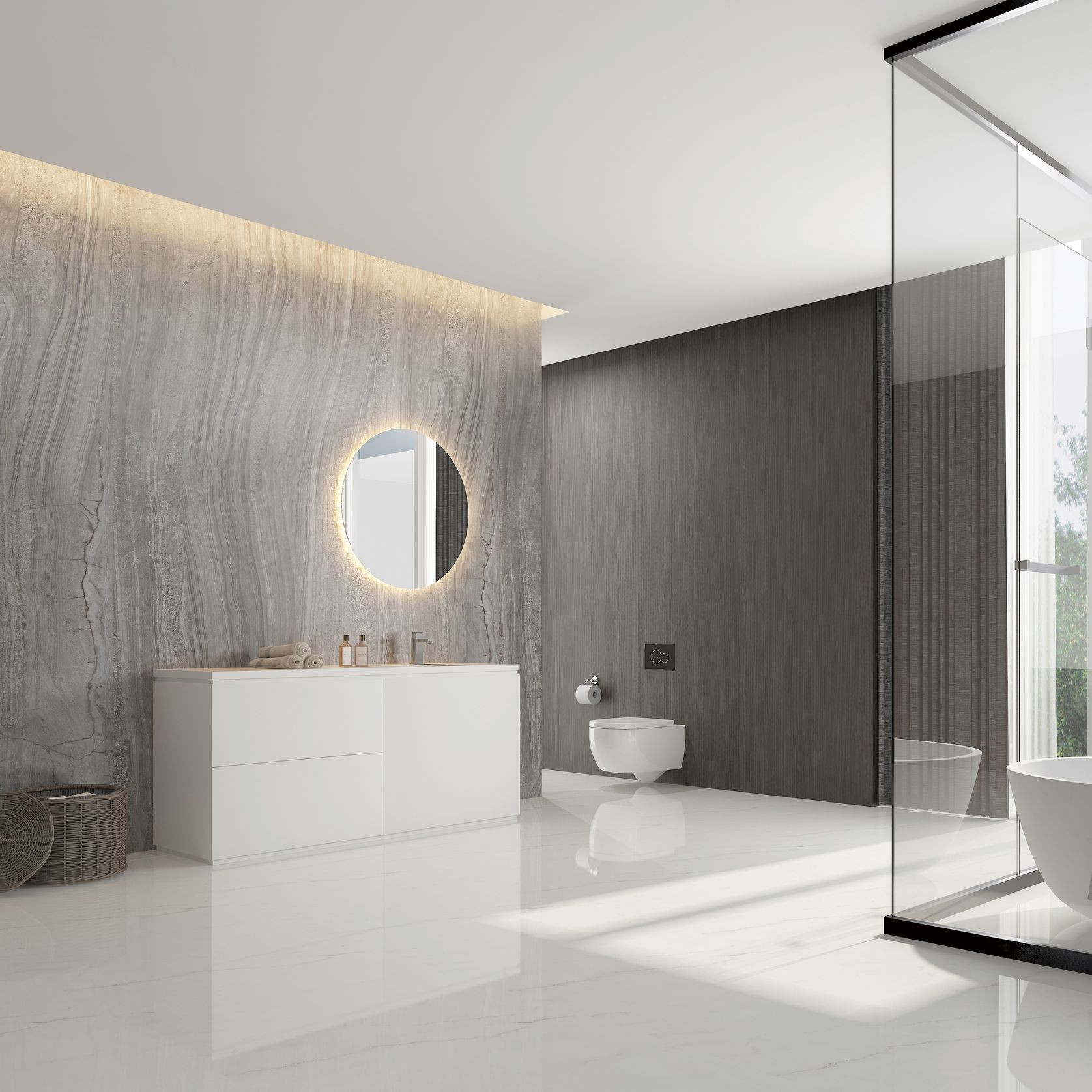 LED Back Light Polished Edge Round Mirror gallery detail image