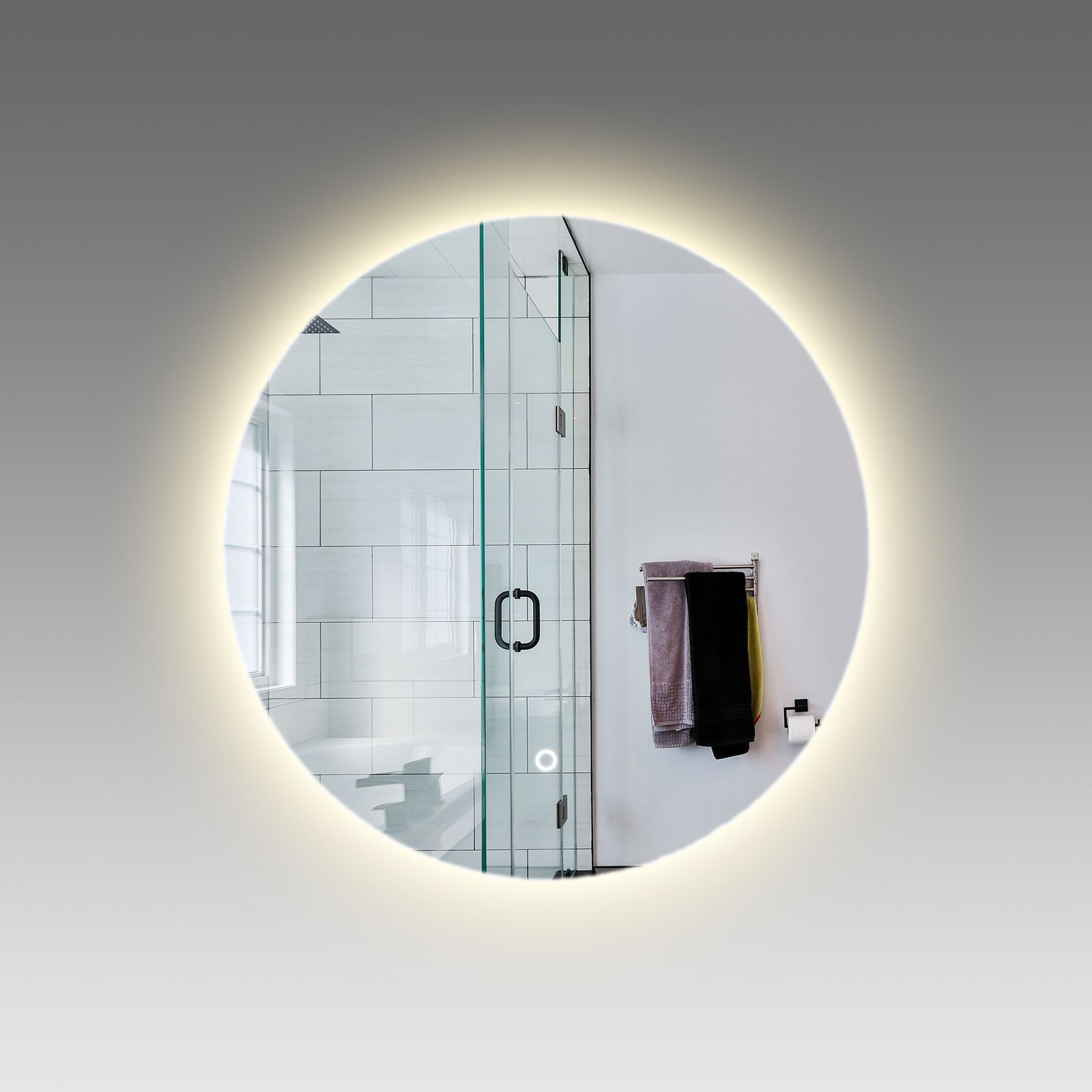 LED Back Light Polished Edge Round Mirror gallery detail image