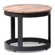 Balmoral Round Charcoal Aluminium Teak Top Side Table gallery detail image