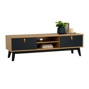 CASTOR Entertainment TV Unit 150cm - Natural, Navy Blue & Black gallery detail image