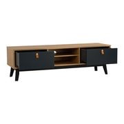 CASTOR Entertainment TV Unit 150cm - Natural, Navy Blue & Black gallery detail image