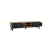 CASTOR Entertainment TV Unit 180cm - Natural, Navy Blue & Black gallery detail image
