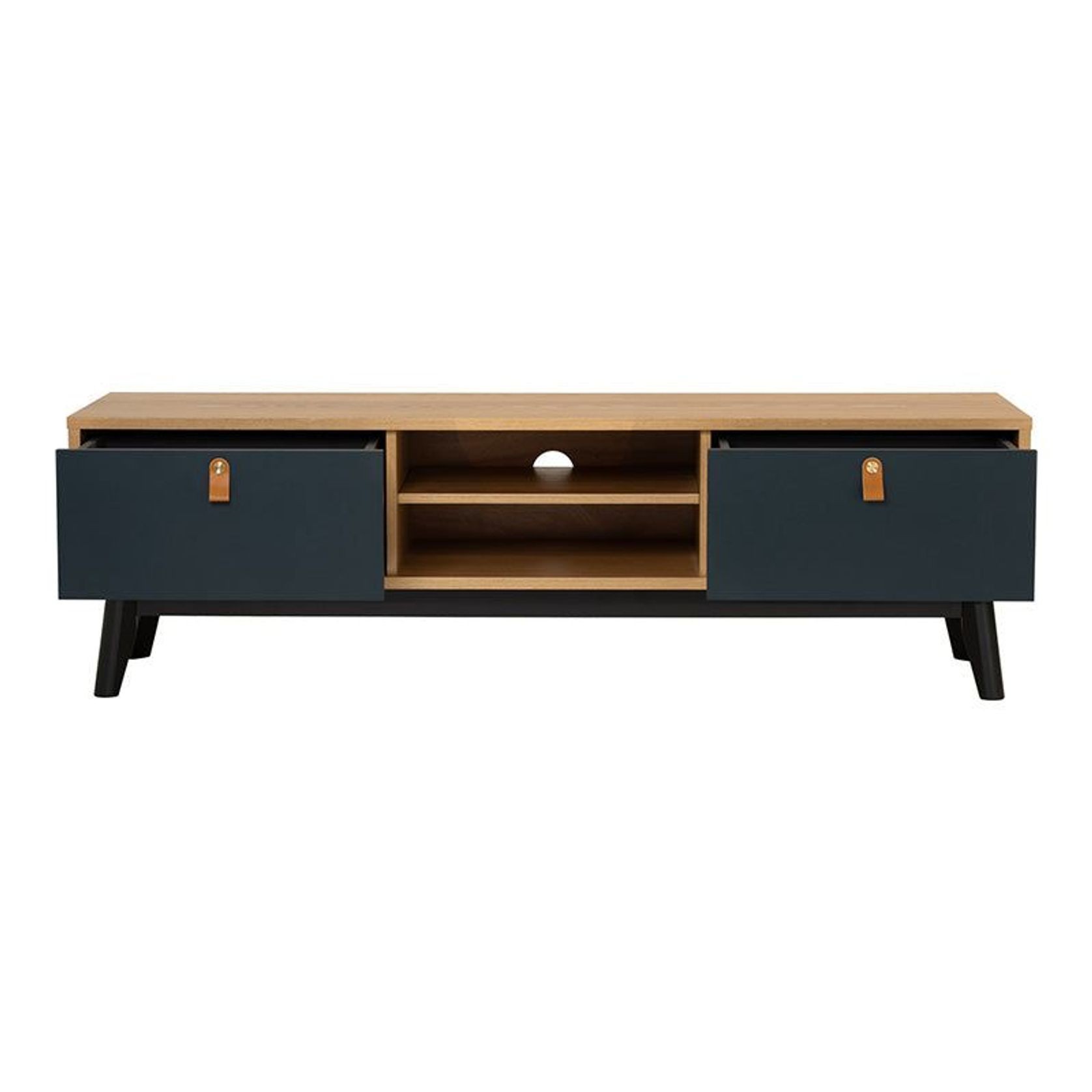 CASTOR Entertainment TV Unit 150cm - Natural, Navy Blue & Black gallery detail image