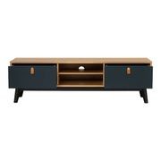 CASTOR Entertainment TV Unit 150cm - Natural, Navy Blue & Black gallery detail image