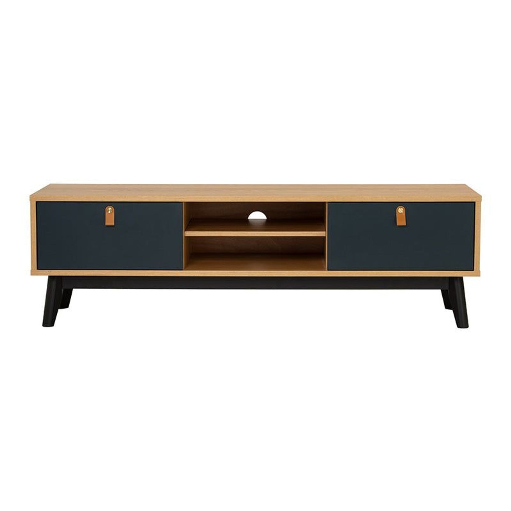 CASTOR Entertainment TV Unit 150cm - Natural, Navy Blue & Black gallery detail image