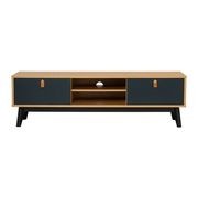 CASTOR Entertainment TV Unit 150cm - Natural, Navy Blue & Black gallery detail image