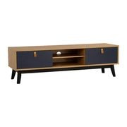 CASTOR Entertainment TV Unit 150cm - Natural, Navy Blue & Black gallery detail image