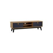 CASTOR Entertainment TV Unit 150cm - Natural, Navy Blue & Black gallery detail image
