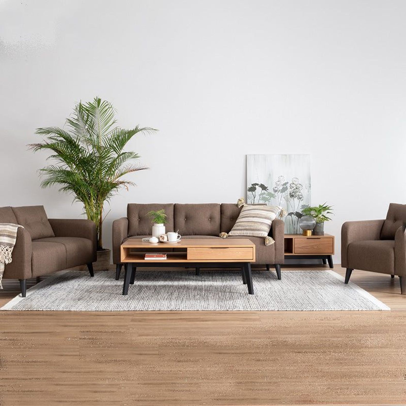 MALTON Entertainment TV Unit 180cm - Natural & Black gallery detail image