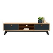 CASTOR Entertainment TV Unit 180cm - Natural, Navy Blue & Black gallery detail image