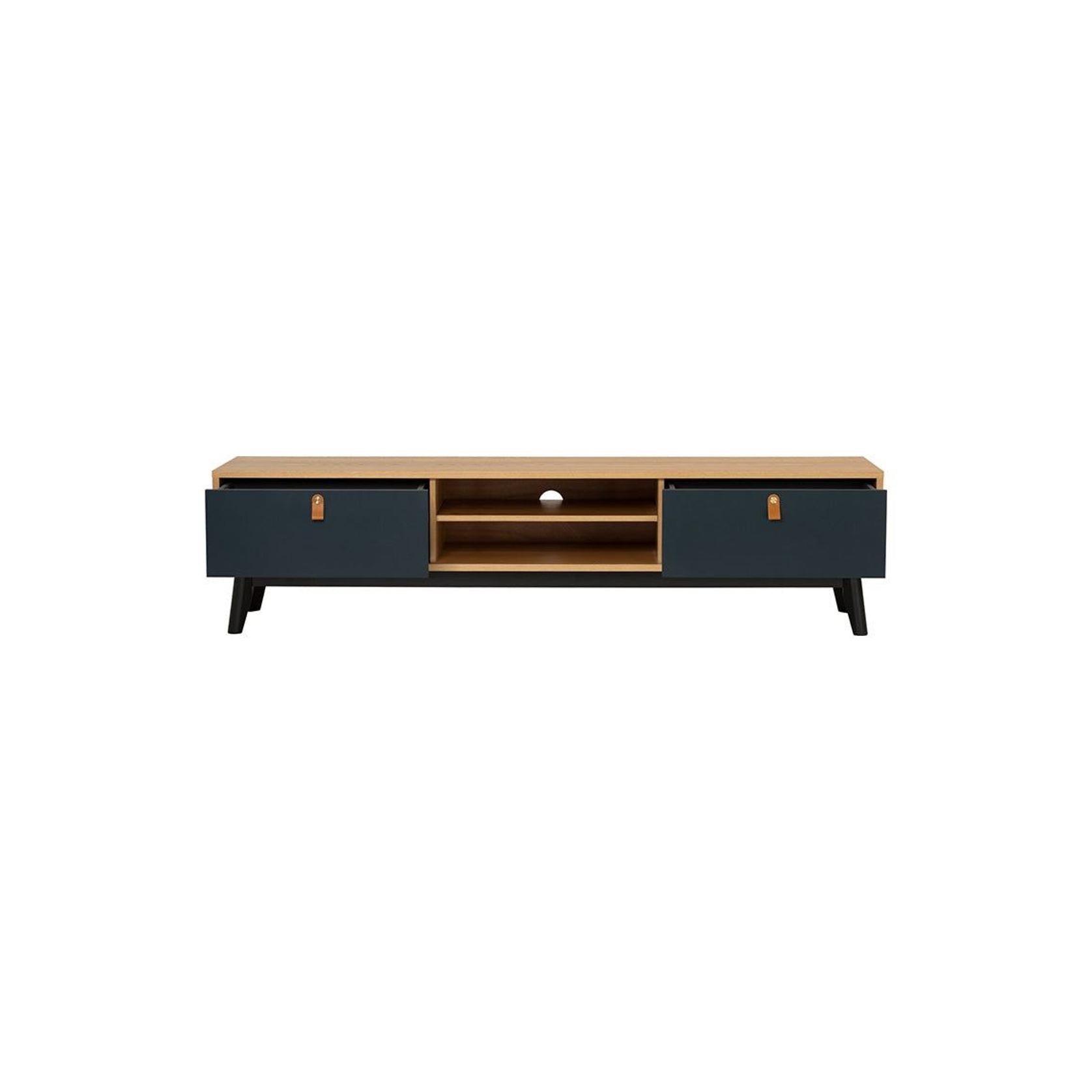 CASTOR Entertainment TV Unit 180cm - Natural, Navy Blue & Black gallery detail image