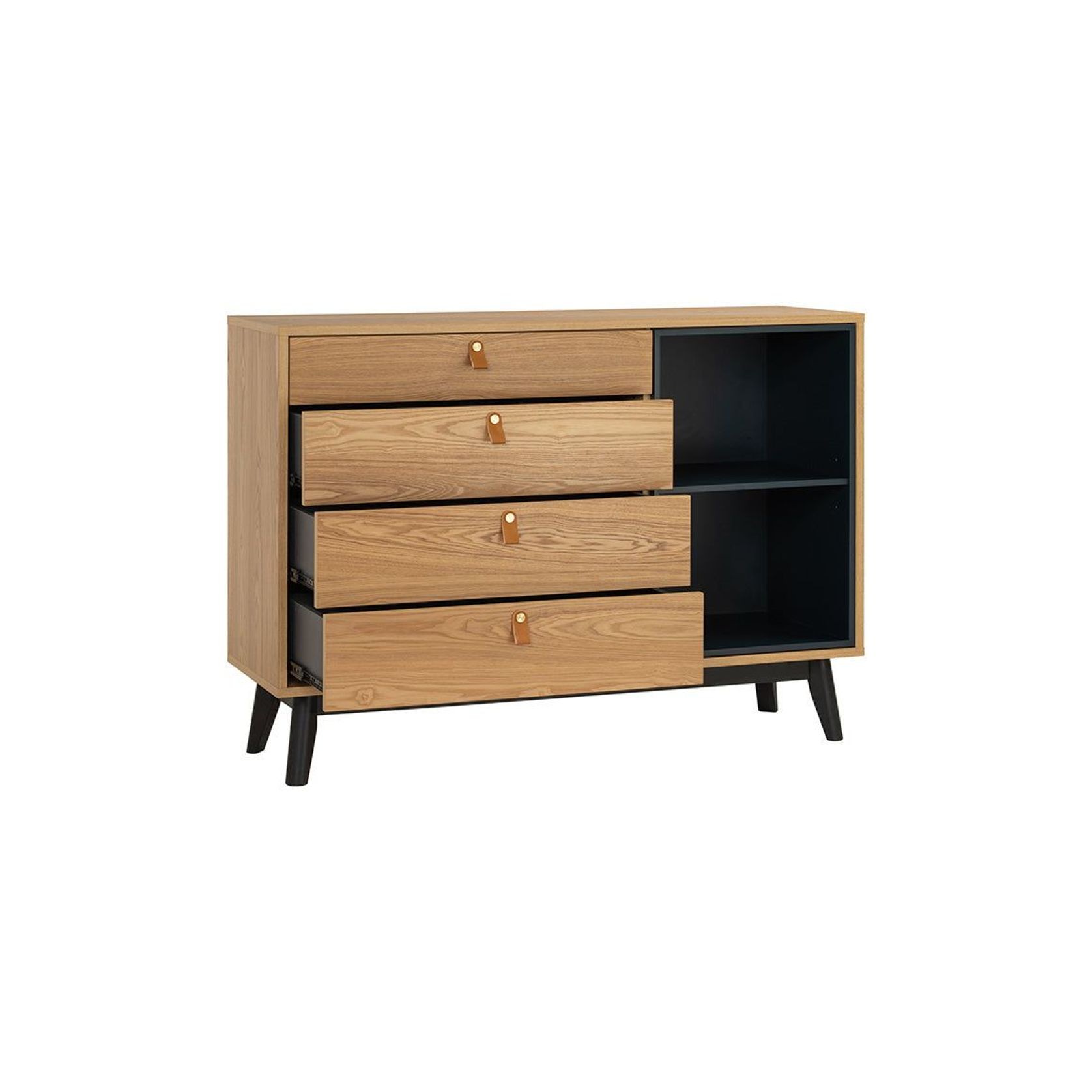 CASTOR Sideboard Buffet 125cm - Natural, Navy Blue & Black gallery detail image