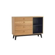 CASTOR Sideboard Buffet 125cm - Natural, Navy Blue & Black gallery detail image
