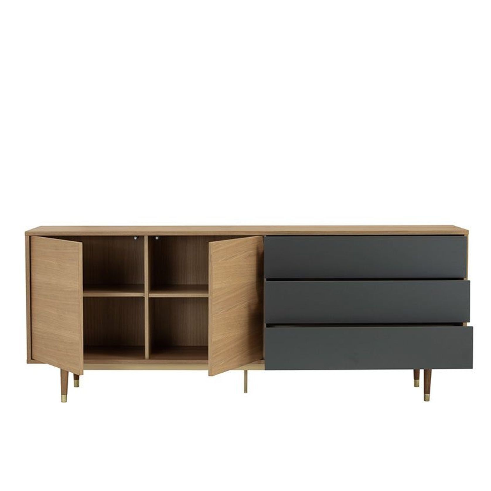 HOUSTON 200cm Sideboard Buffet - Oak & Grey gallery detail image