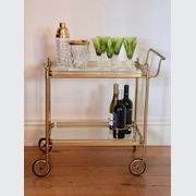 French Mid Century Brass And Glass Drinks Trolley gallery detail image