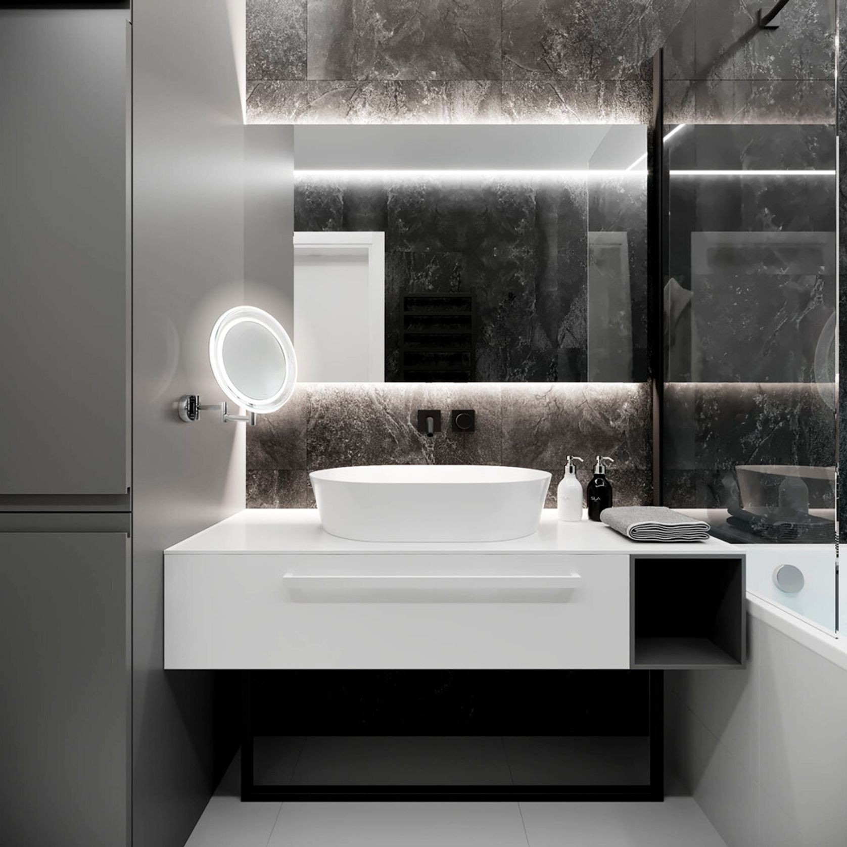 Wall Mount LED Magnify Mirror - Battery gallery detail image