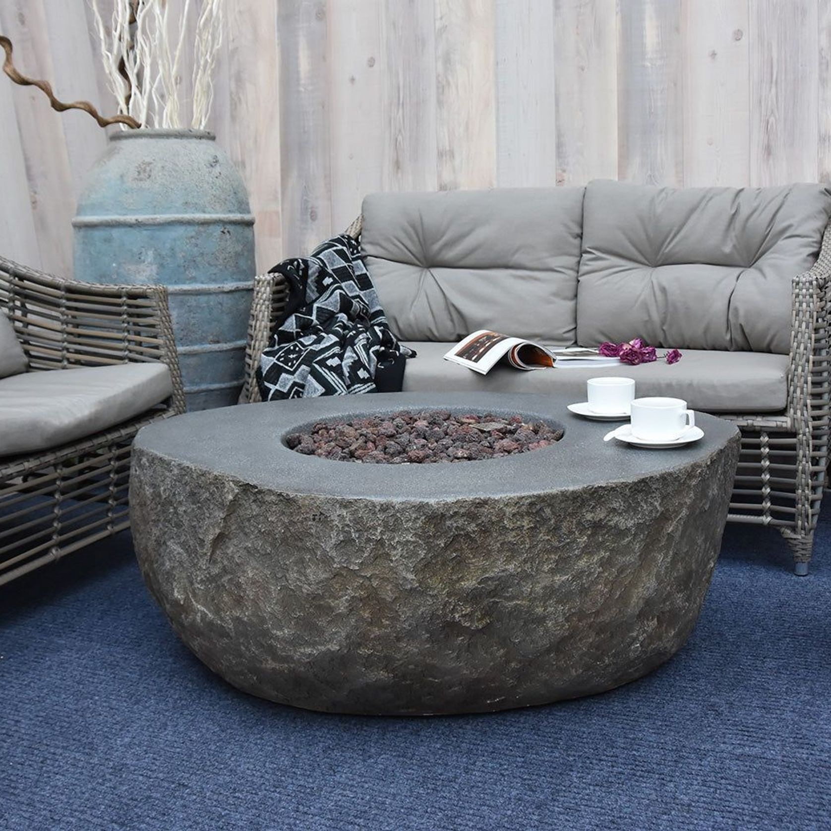 Boulder Outdoor Lpg Gas Fire Pit Table gallery detail image