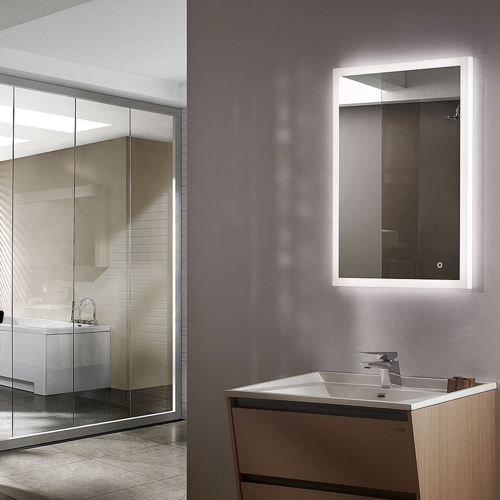 Diffused Frost LED Light Mirror with Demister gallery detail image