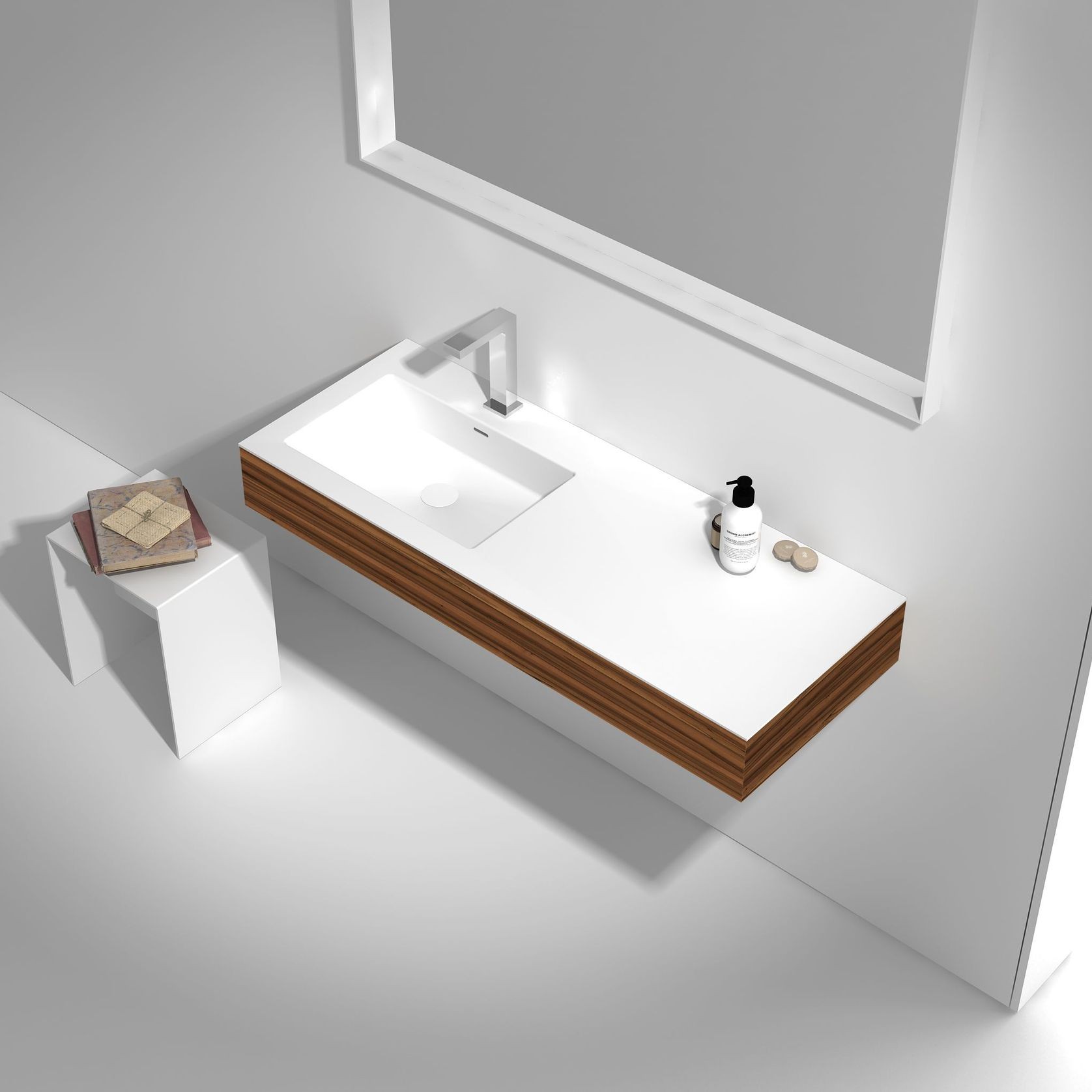 1200mm Wall Hung Solid Surface Timber Vanity G38561-C gallery detail image