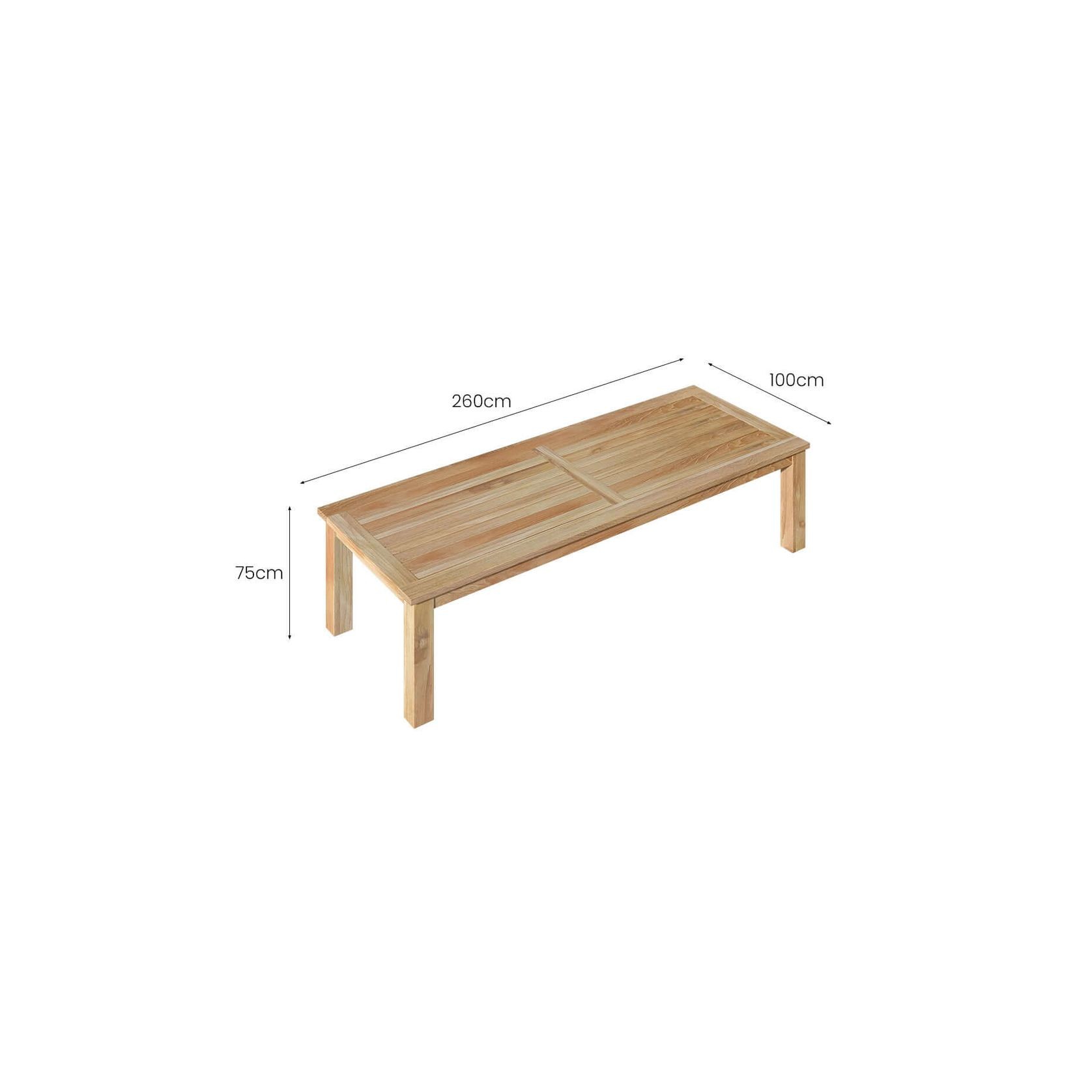 Harmony Outdoor Teak Dining Table 260x 120x 75cm gallery detail image