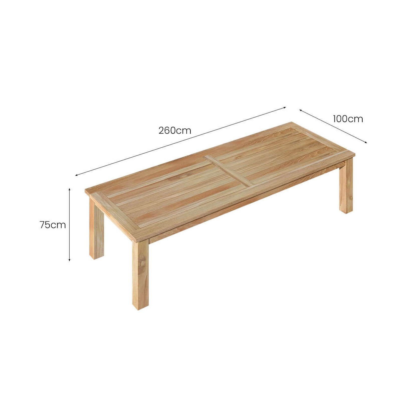 Harmony Outdoor Teak Dining Table 260x 120x 75cm gallery detail image