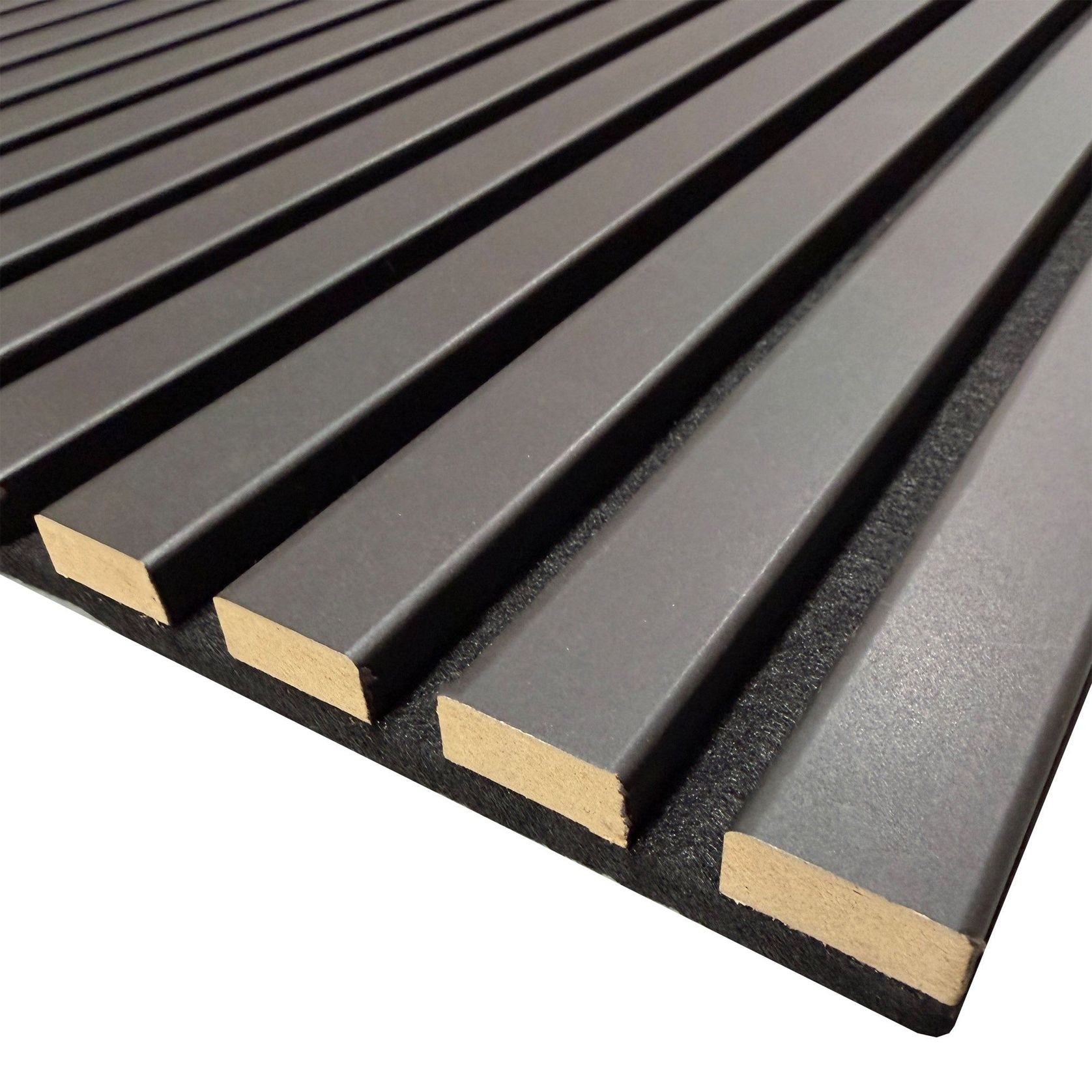 WOODFLEX Flexible Acoustic Wood Slat Wall Panel - Black Coated - 3000mm x 600mm gallery detail image