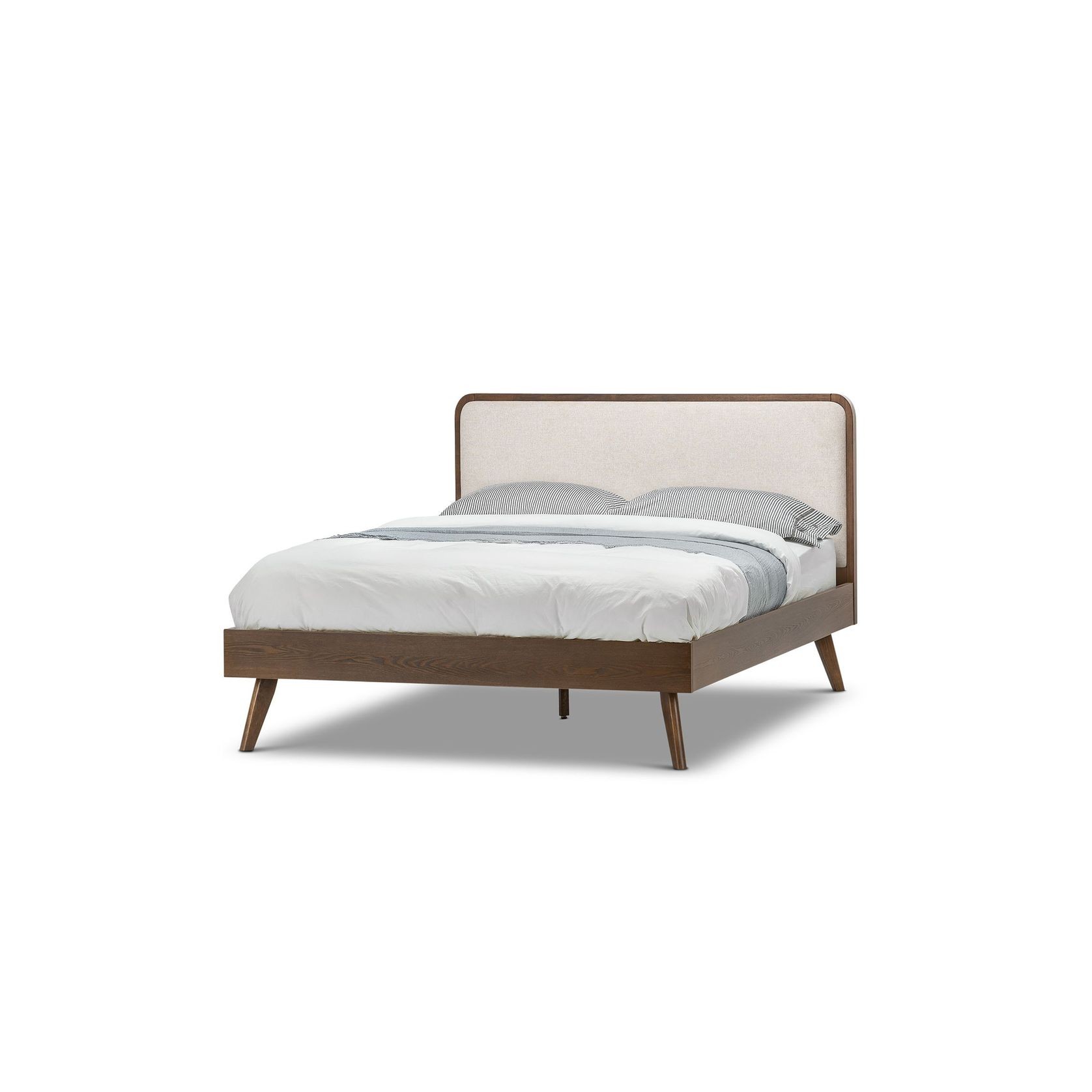 Stella Queen Bed Frame | Light Beige & Walnut gallery detail image