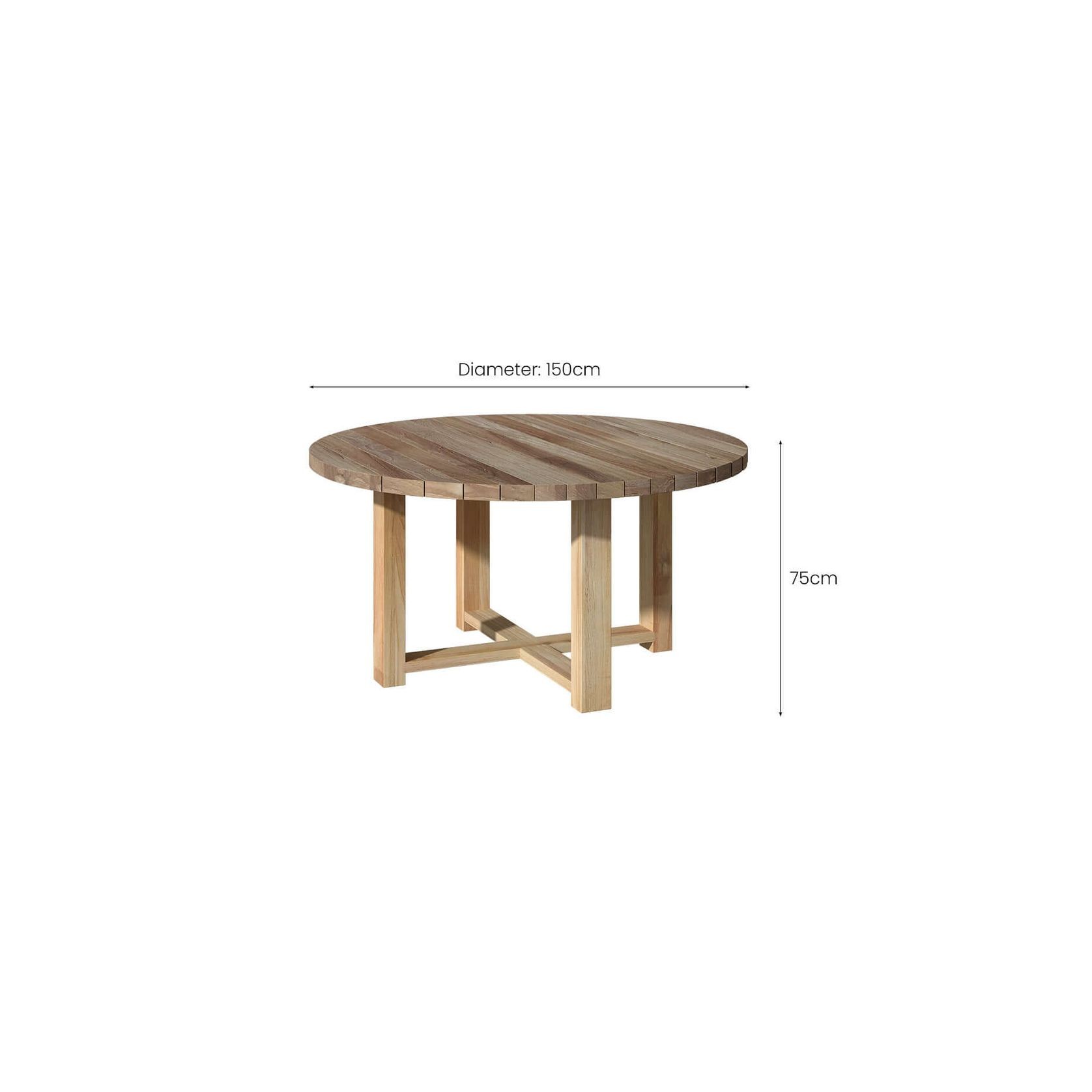 Oasis Teak Round Dining Table 150cm gallery detail image