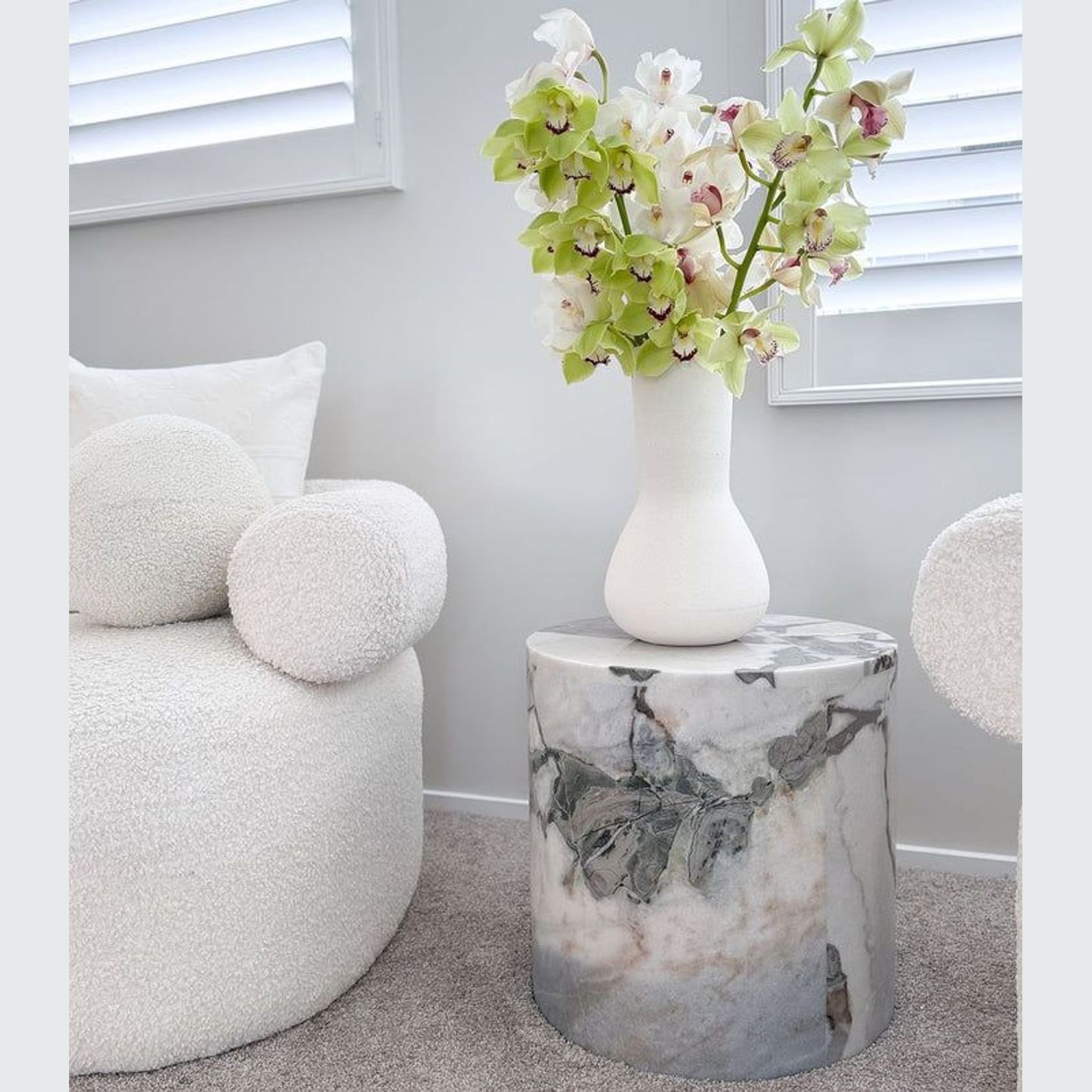 Rounded Side Table - Milky Blue Marble | Natural Stone Co. gallery detail image