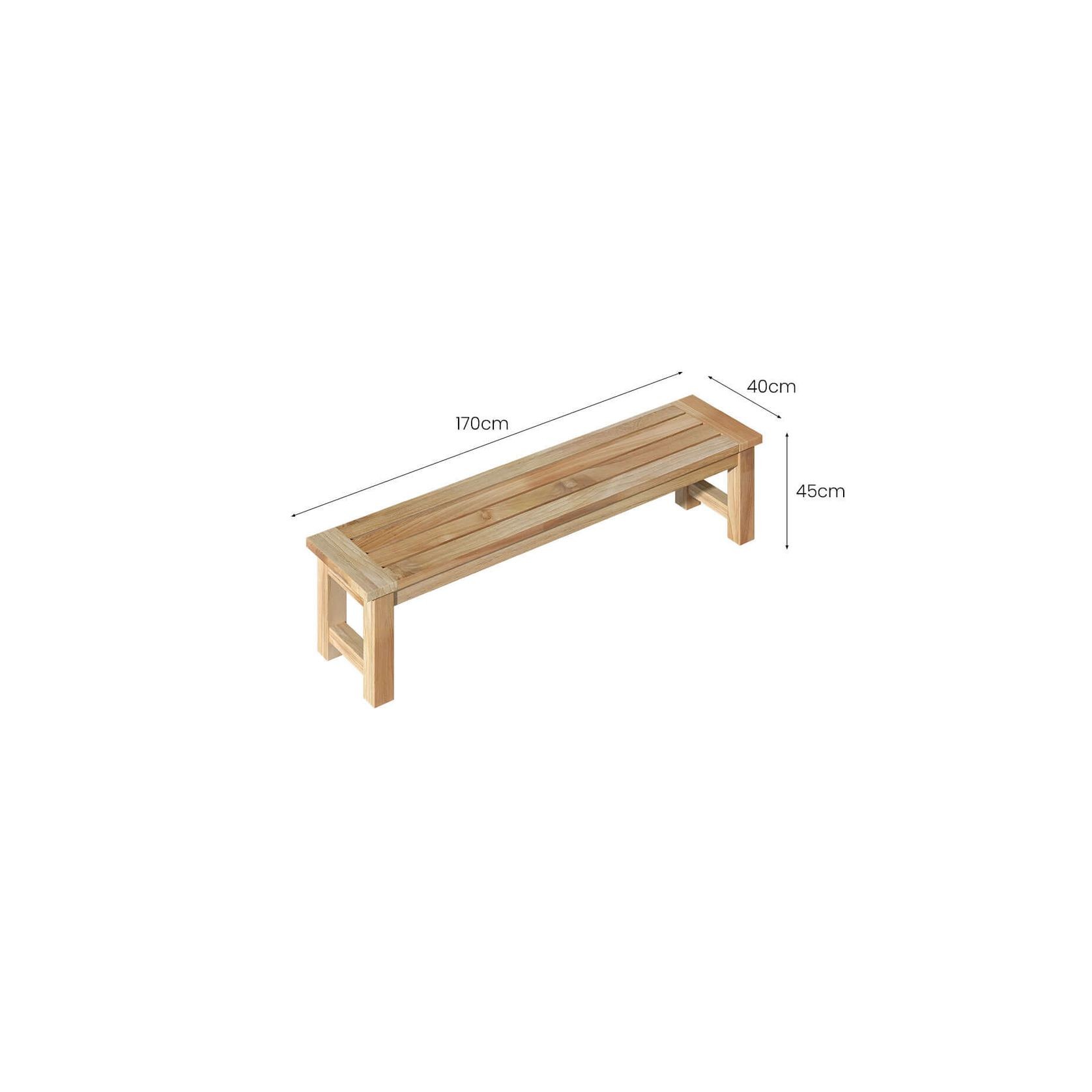 Harmony Outdoor Teak Bench 170x 40x 45cm gallery detail image