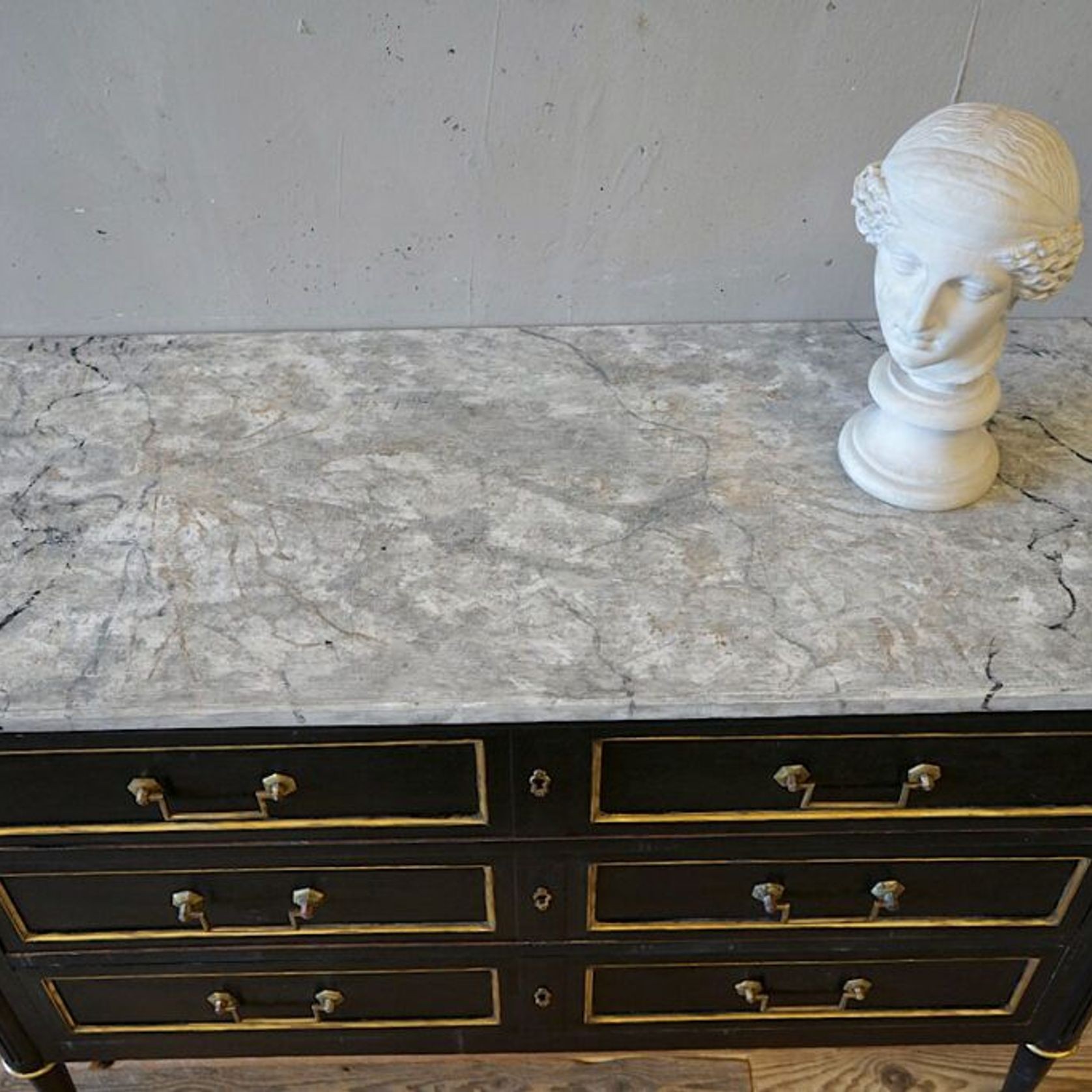 French Louis XVI Black Commode gallery detail image