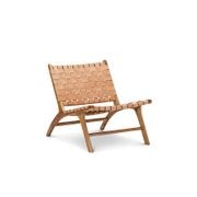 Lazie Leather Strapping Lounge Chair | Teak & Natural Tan gallery detail image