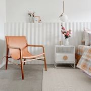 Norah Leather Sling Armchair | Teak & Natural Tan gallery detail image